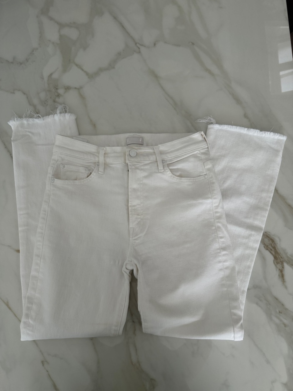 MOTHER Women's White High-Rise Straight Jeans